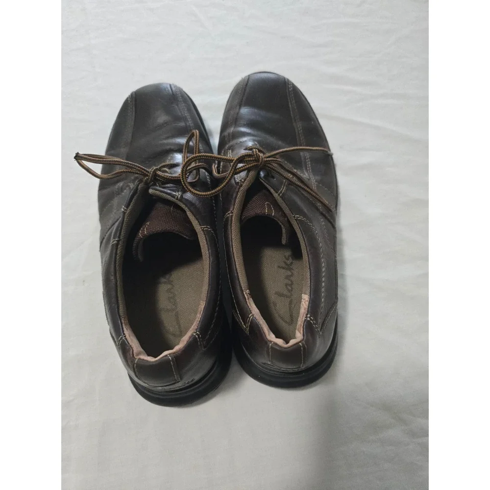 Clarks Mens Brown Leather Lace Up Oxford Shoes Square Toe 86235 Size 8M